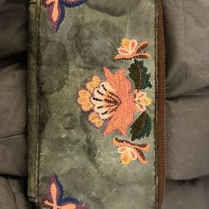 Lucky Brand Floral Embroidered Wallet - Blue and Pink
